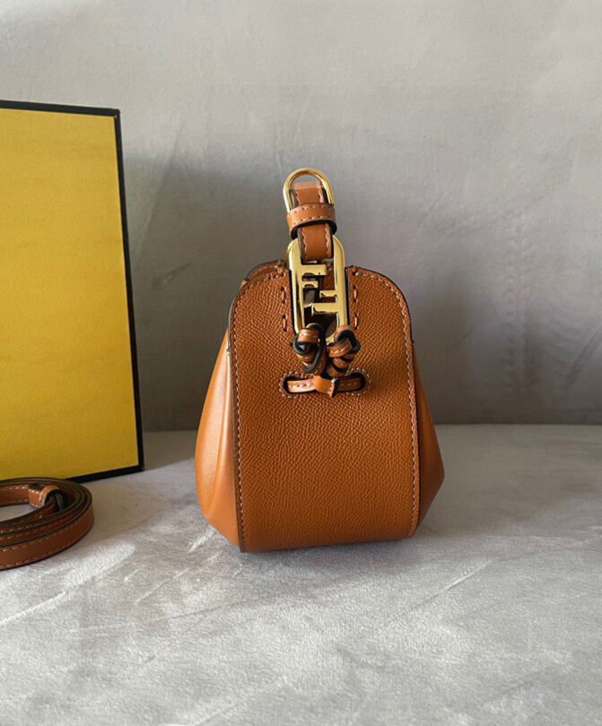 Fendi Pomodorino Leather Mini Bag 8BS059 Coffee